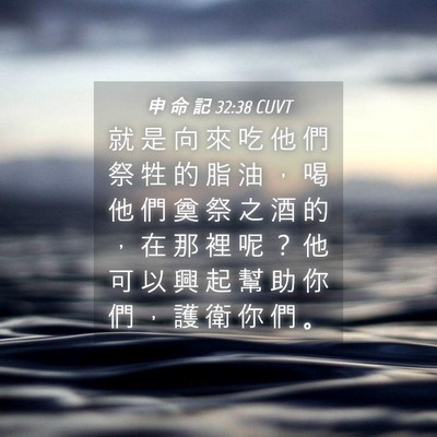Picture 04 - 申 命 記 32:38 CUVT - 就 是 向 來 吃 他 們 祭 牲 的 脂 油 - Bible Verse Picture