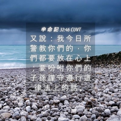 Picture 04 - 申 命 記 32:46 CUVT - 又 說 ： 我 今 日 所 警 教 你 們 的 - Bible Verse Picture