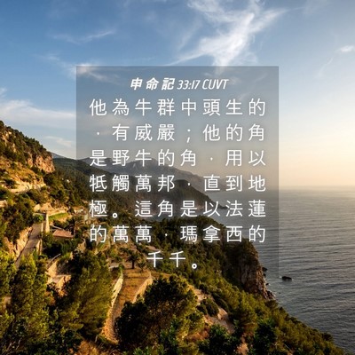 Picture 04 - 申 命 記 33:17 CUVT - 他 為 牛 群 中 頭 生 的 ， 有 威 嚴 - Bible Verse Picture