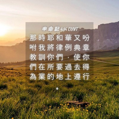 Picture 04 - 申 命 記 4:14 CUVT - 那 時 耶 和 華 又 吩 咐 我 將 律 例 - Bible Verse Picture