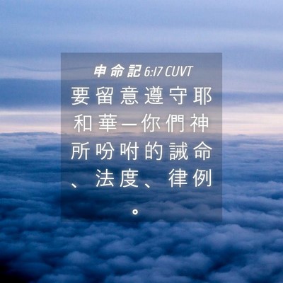 Picture 04 - 申 命 記 6:17 CUVT - 要 留 意 遵 守 耶 和 華 ─ 你 們 神 - Bible Verse Picture