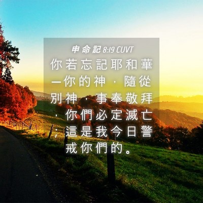 Picture 04 - 申 命 記 8:19 CUVT - 你 若 忘 記 耶 和 華 ─ 你 的 神 ， - Bible Verse Picture