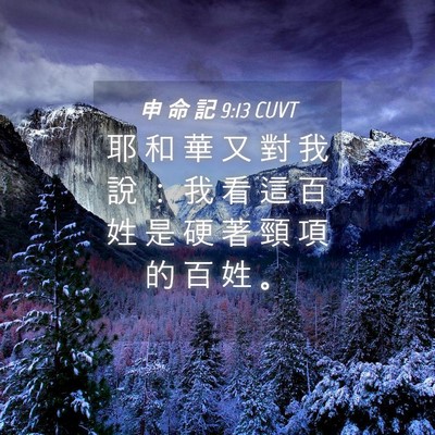 Picture 04 - 申 命 記 9:13 CUVT - 耶 和 華 又 對 我 說 ： 我 看 這 百 - Bible Verse Picture