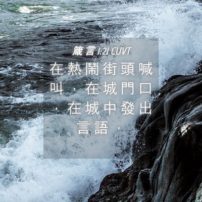Picture 04 - 箴 言 1:21 CUVT - 在 熱 鬧 街 頭 喊 叫 ， 在 城 門 口 - Bible Verse Picture