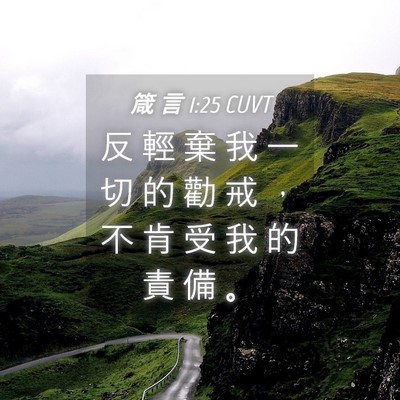 Picture 04 - 箴 言 1:25 CUVT - 反 輕 棄 我 一 切 的 勸 戒 ， 不 肯 - Bible Verse Picture
