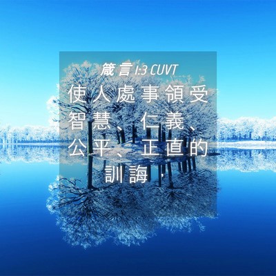Picture 04 - 箴 言 1:3 CUVT - 使 人 處 事 領 受 智 慧 、 仁 義 、 - Bible Verse Picture