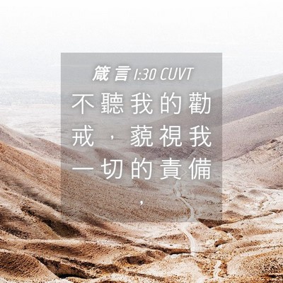 Picture 04 - 箴 言 1:30 CUVT - 不 聽 我 的 勸 戒 ， 藐 視 我 一 切 - Bible Verse Picture