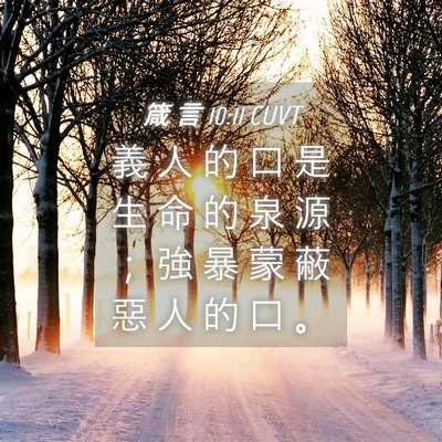 Picture 04 - 箴 言 10:11 CUVT - 義 人 的 口 是 生 命 的 泉 源 ； 強 - Bible Verse Picture
