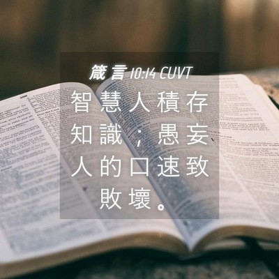 Picture 04 - 箴 言 10:14 CUVT - 智 慧 人 積 存 知 識 ； 愚 妄 人 的 - Bible Verse Picture