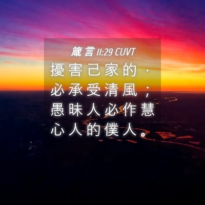Picture 04 - 箴 言 11:29 CUVT - 擾 害 己 家 的 ， 必 承 受 清 風 ； - Bible Verse Picture