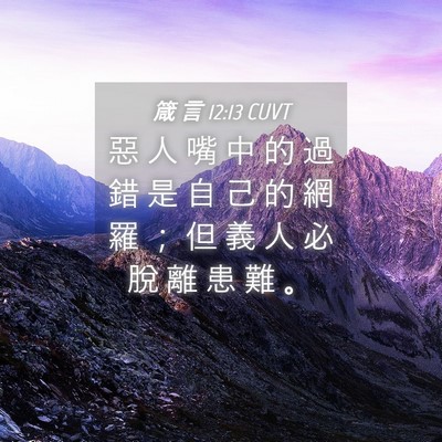 Picture 04 - 箴 言 12:13 CUVT - 惡 人 嘴 中 的 過 錯 是 自 己 的 網 - Bible Verse Picture