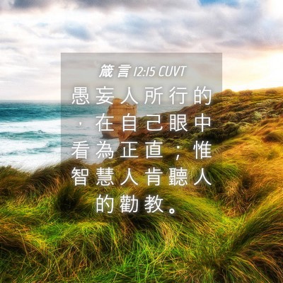 Picture 04 - 箴 言 12:15 CUVT - 愚 妄 人 所 行 的 ， 在 自 己 眼 中 - Bible Verse Picture