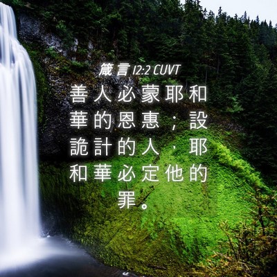 Picture 04 - 箴 言 12:2 CUVT - 善 人 必 蒙 耶 和 華 的 恩 惠 ； 設 - Bible Verse Picture