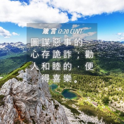 Picture 04 - 箴 言 12:20 CUVT - 圖 謀 惡 事 的 ， 心 存 詭 詐 ； 勸 - Bible Verse Picture