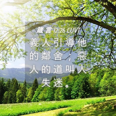 Picture 04 - 箴 言 12:26 CUVT - 義 人 引 導 他 的 鄰 舍 ； 惡 人 的 - Bible Verse Picture