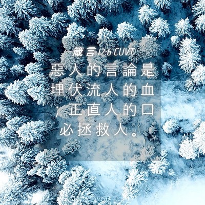 Picture 04 - 箴 言 12:6 CUVT - 惡 人 的 言 論 是 埋 伏 流 人 的 血 - Bible Verse Picture