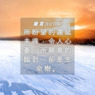 Picture 04 - 箴 言 13:12 CUVT - 所 盼 望 的 遲 延 未 得 ， 令 人 心 - Bible Verse Picture