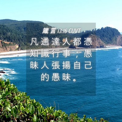 Picture 04 - 箴 言 13:16 CUVT - 凡 通 達 人 都 憑 知 識 行 事 ； 愚 - Bible Verse Picture