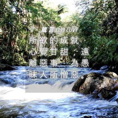 Picture 04 - 箴 言 13:19 CUVT - 所 欲 的 成 就 ， 心 覺 甘 甜 ； 遠 - Bible Verse Picture