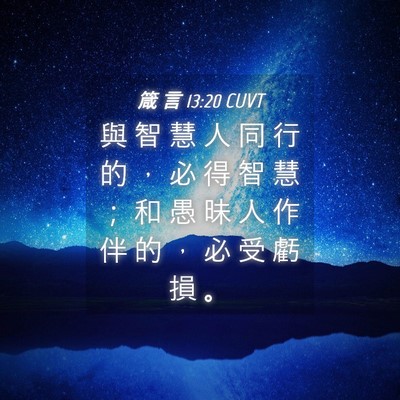 Picture 04 - 箴 言 13:20 CUVT - 與 智 慧 人 同 行 的 ， 必 得 智 慧 - Bible Verse Picture