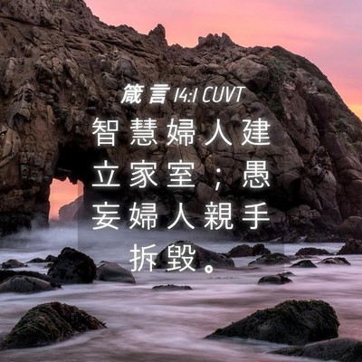 Picture 04 - 箴 言 14:1 CUVT - 智 慧 婦 人 建 立 家 室 ； 愚 妄 婦 - Bible Verse Picture