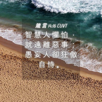 Picture 04 - 箴 言 14:16 CUVT - 智 慧 人 懼 怕 ， 就 遠 離 惡 事 ； - Bible Verse Picture