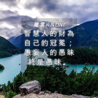 Picture 04 - 箴 言 14:24 CUVT - 智 慧 人 的 財 為 自 己 的 冠 冕 ； - Bible Verse Picture