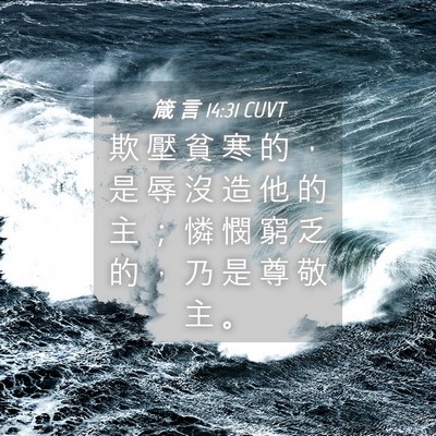 Picture 04 - 箴 言 14:31 CUVT - 欺 壓 貧 寒 的 ， 是 辱 沒 造 他 的 - Bible Verse Picture