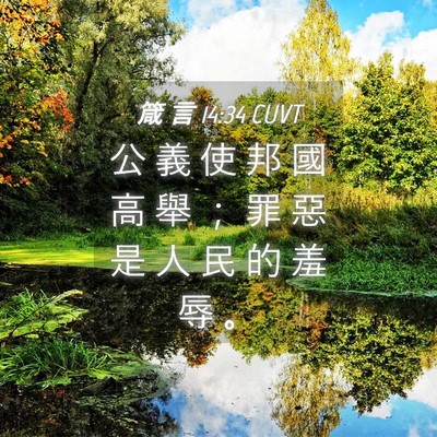 Picture 04 - 箴 言 14:34 CUVT - 公 義 使 邦 國 高 舉 ； 罪 惡 是 人 - Bible Verse Picture