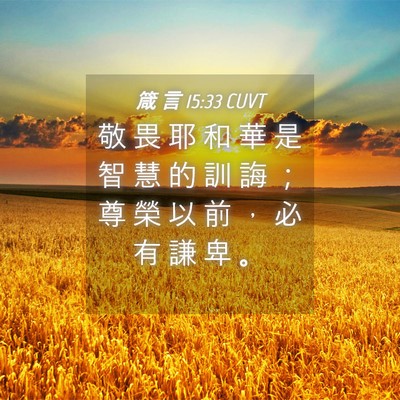 Picture 04 - 箴 言 15:33 CUVT - 敬 畏 耶 和 華 是 智 慧 的 訓 誨 ； - Bible Verse Picture