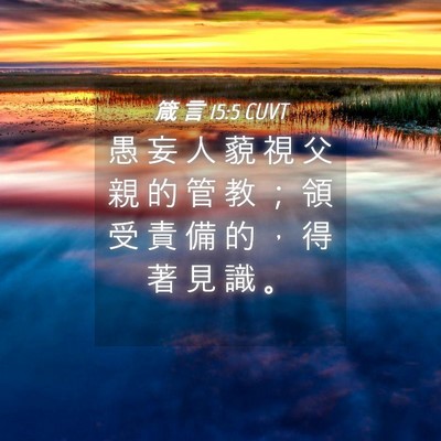 Picture 04 - 箴 言 15:5 CUVT - 愚 妄 人 藐 視 父 親 的 管 教 ； 領 - Bible Verse Picture