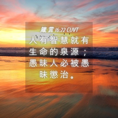 Picture 04 - 箴 言 16:22 CUVT - 人 有 智 慧 就 有 生 命 的 泉 源 ； - Bible Verse Picture