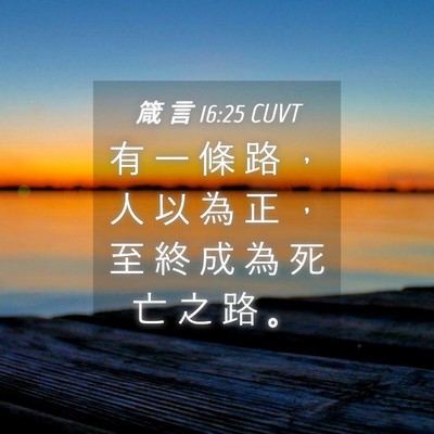 Picture 04 - 箴 言 16:25 CUVT - 有 一 條 路 ， 人 以 為 正 ， 至 終 - Bible Verse Picture
