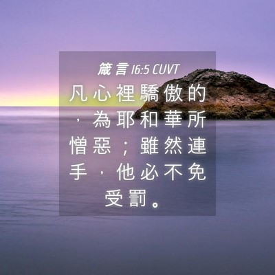 Picture 04 - 箴 言 16:5 CUVT - 凡 心 裡 驕 傲 的 ， 為 耶 和 華 所 - Bible Verse Picture