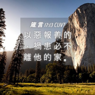Picture 04 - 箴 言 17:13 CUVT - 以 惡 報 善 的 ， 禍 患 必 不 離 他 - Bible Verse Picture