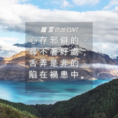 Picture 04 - 箴 言 17:20 CUVT - 心 存 邪 僻 的 ， 尋 不 著 好 處 ； - Bible Verse Picture