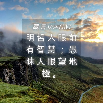 Picture 04 - 箴 言 17:24 CUVT - 明 哲 人 眼 前 有 智 慧 ； 愚 昧 人 - Bible Verse Picture
