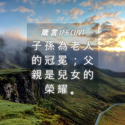 Picture 04 - 箴 言 17:6 CUVT - 子 孫 為 老 人 的 冠 冕 ； 父 親 是 - Bible Verse Picture