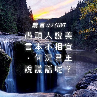 Picture 04 - 箴 言 17:7 CUVT - 愚 頑 人 說 美 言 本 不 相 宜 ， 何 - Bible Verse Picture