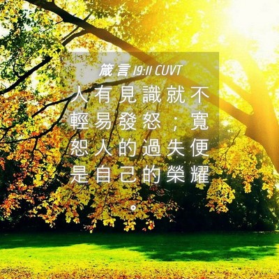 Picture 04 - 箴 言 19:11 CUVT - 人 有 見 識 就 不 輕 易 發 怒 ； 寬 - Bible Verse Picture