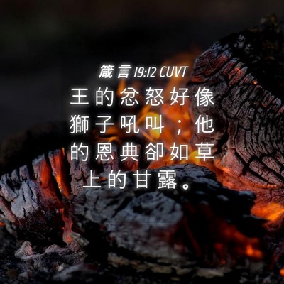 Picture 04 - 箴 言 19:12 CUVT - 王 的 忿 怒 好 像 獅 子 吼 叫 ； 他 - Bible Verse Picture
