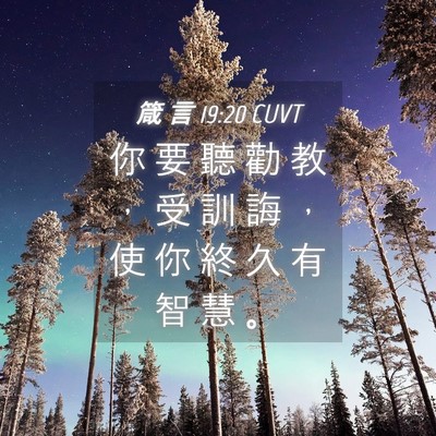 Picture 04 - 箴 言 19:20 CUVT - 你 要 聽 勸 教 ， 受 訓 誨 ， 使 你 - Bible Verse Picture