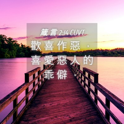 Picture 04 - 箴 言 2:14 CUVT - 歡 喜 作 惡 ， 喜 愛 惡 人 的 乖 僻 - Bible Verse Picture