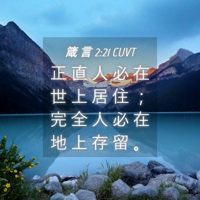 Picture 04 - 箴 言 2:21 CUVT - 正 直 人 必 在 世 上 居 住 ； 完 全 - Bible Verse Picture