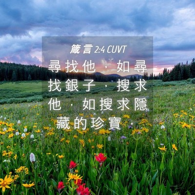 Picture 04 - 箴 言 2:4 CUVT - 尋 找 他 ， 如 尋 找 銀 子 ， 搜 求 - Bible Verse Picture