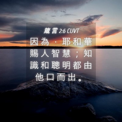 Picture 04 - 箴 言 2:6 CUVT - 因 為 ， 耶 和 華 賜 人 智 慧 ； 知 - Bible Verse Picture