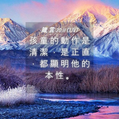 Picture 04 - 箴 言 20:11 CUVT - 孩 童 的 動 作 是 清 潔 ， 是 正 直 - Bible Verse Picture
