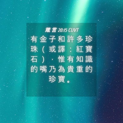 Picture 04 - 箴 言 20:15 CUVT - 有 金 子 和 許 多 珍 珠 （ 或 譯 ： - Bible Verse Picture