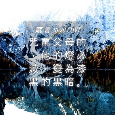 Picture 04 - 箴 言 20:20 CUVT - 咒 罵 父 母 的 ， 他 的 燈 必 滅 ， - Bible Verse Picture