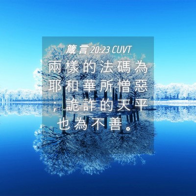 Picture 04 - 箴 言 20:23 CUVT - 兩 樣 的 法 碼 為 耶 和 華 所 憎 惡 - Bible Verse Picture